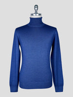 Kiton Blue Wool Sweater Turtleneck