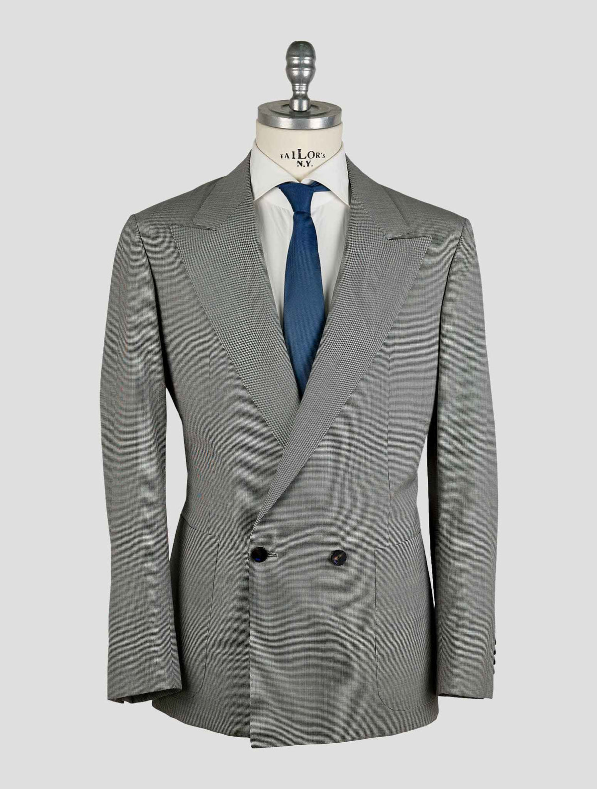 Kiton Knt Gray White Virgin Wool Suit