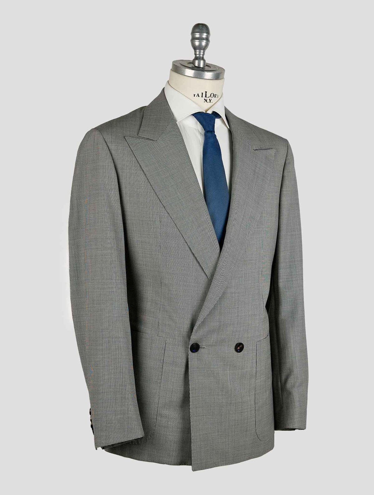 Kiton Knt Gray White Virgin Wool Suit