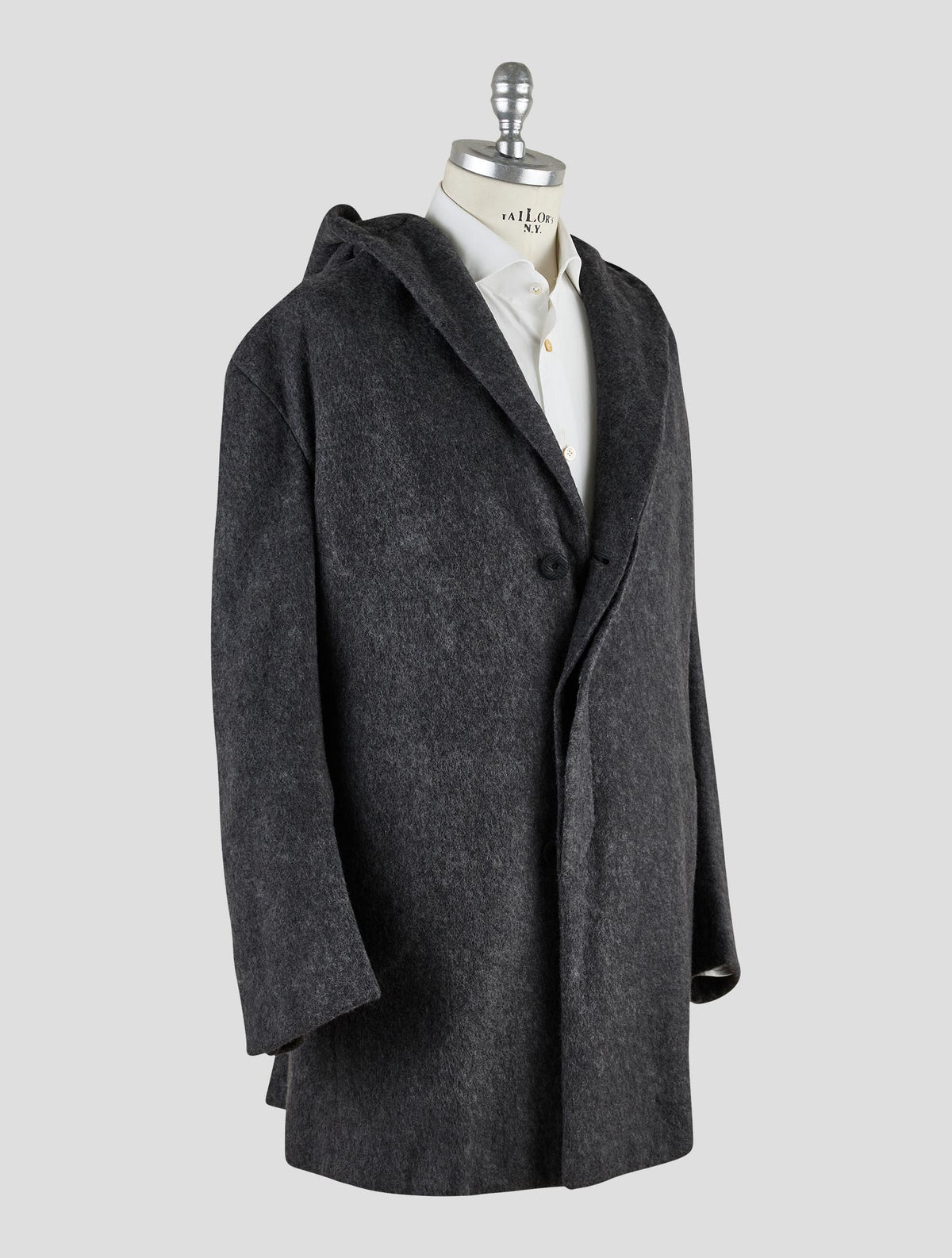 Kiton Knt Dark Gray Cashmere Pa Overcoat