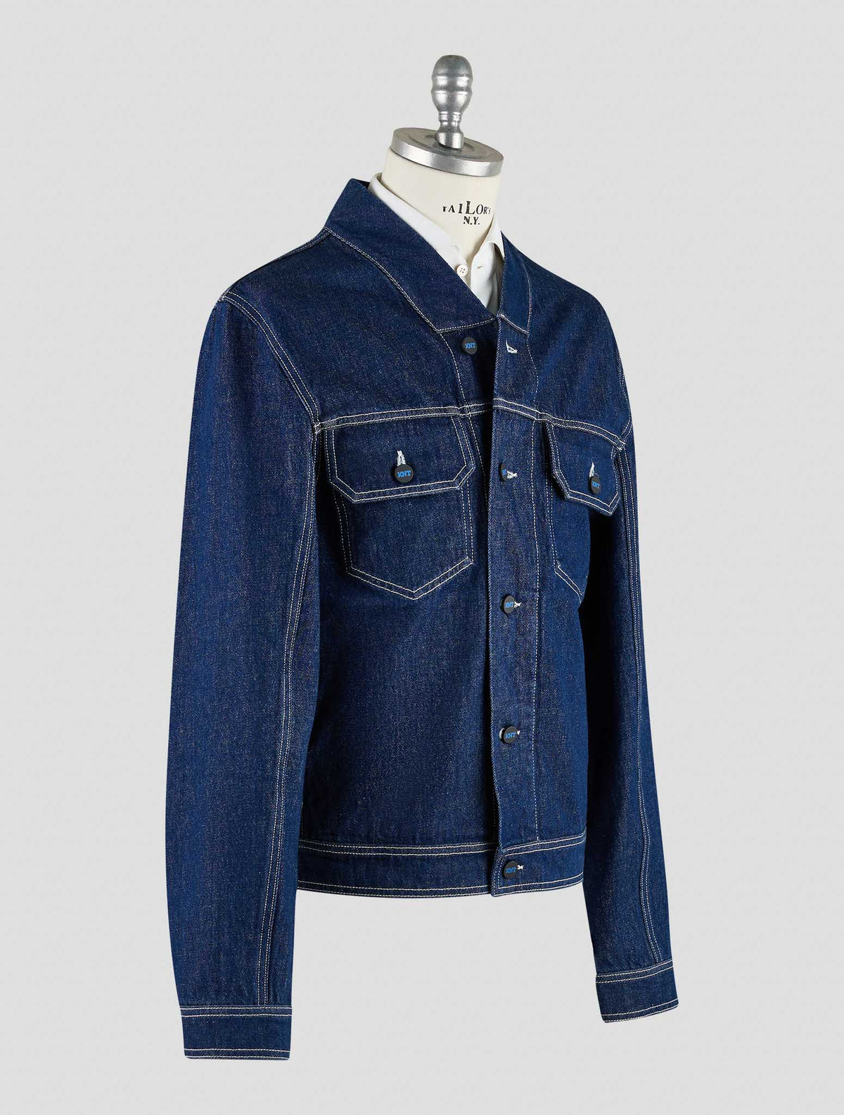 Kiton Knt Blue Cotton Coat