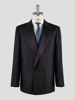 Kiton Knt Black Virgin Wool Silk Smoking Blazer