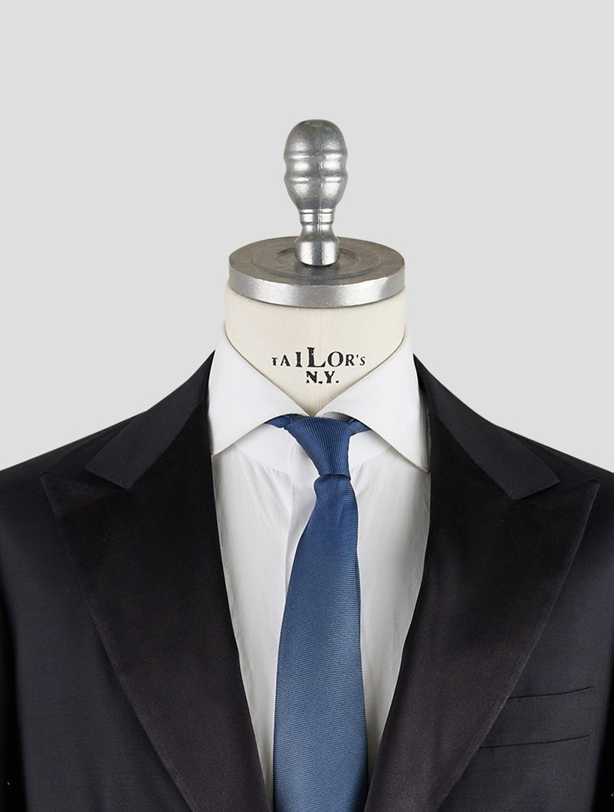 Kiton Knt Black Virgin Wool Silk Smoking Blazer