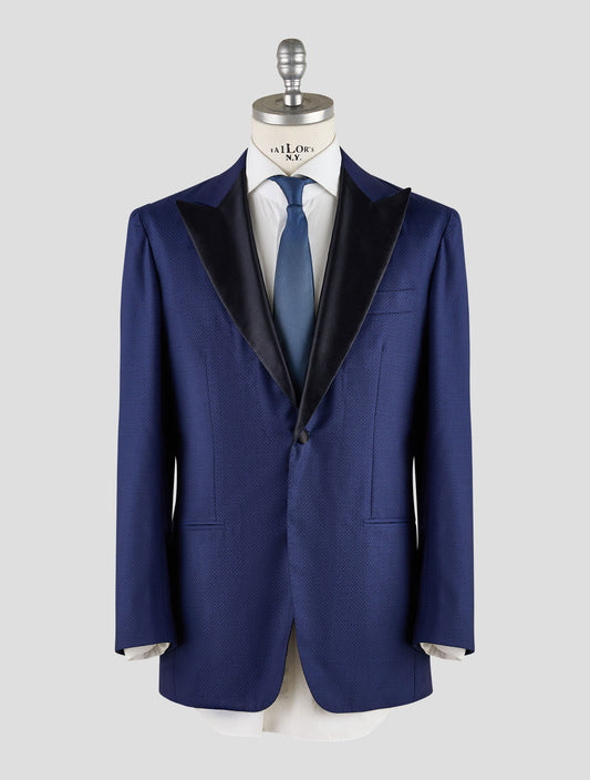 Kiton Knt Dark Blue Virgin Wool Silk Smoking Blazer