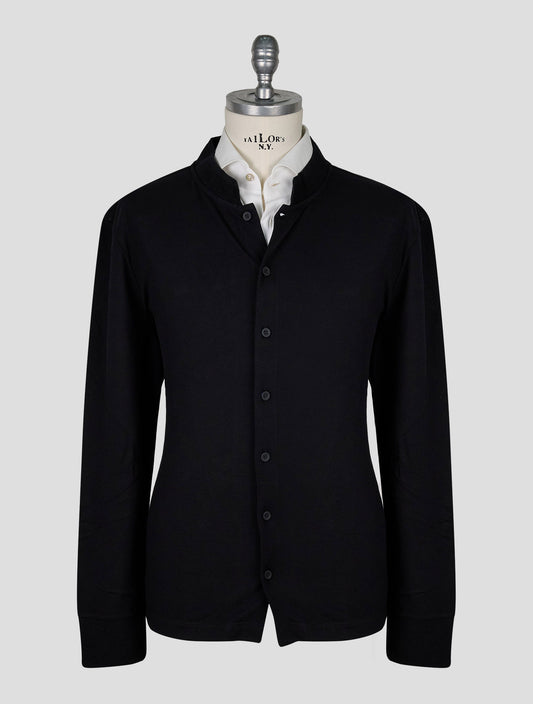 Kiton Knt Black Cotton Silk Cardigan