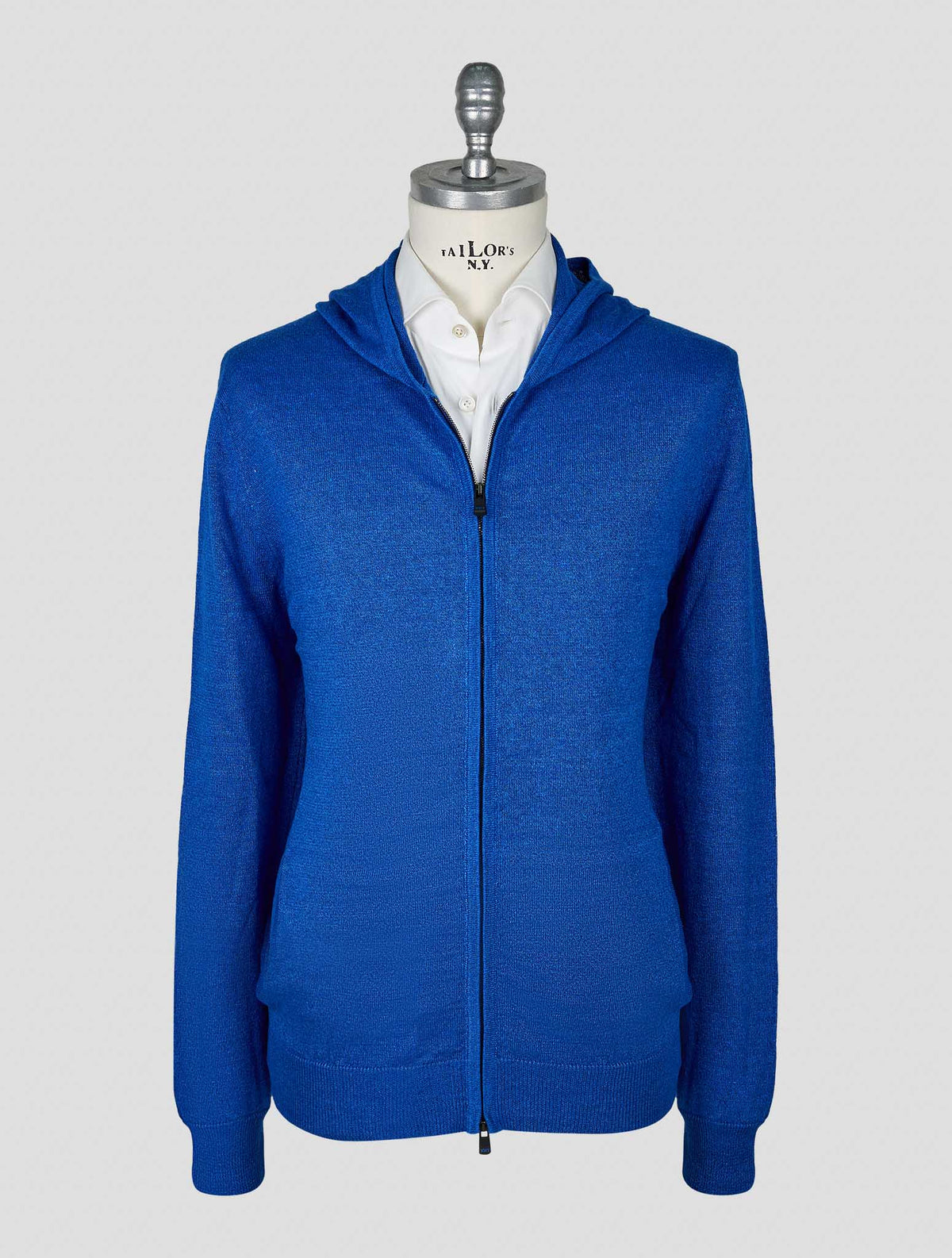 Kiton Knt Blue Linen Cotton Sweater Full Zip