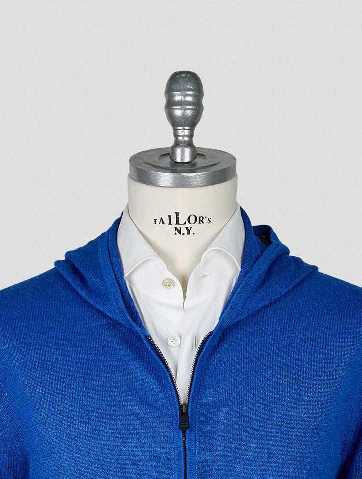 Kiton Knt Blue Linen Cotton Sweater Full Zip