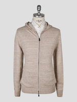 Kiton Knt Taupe Linen Cotton Sweater Full Zip
