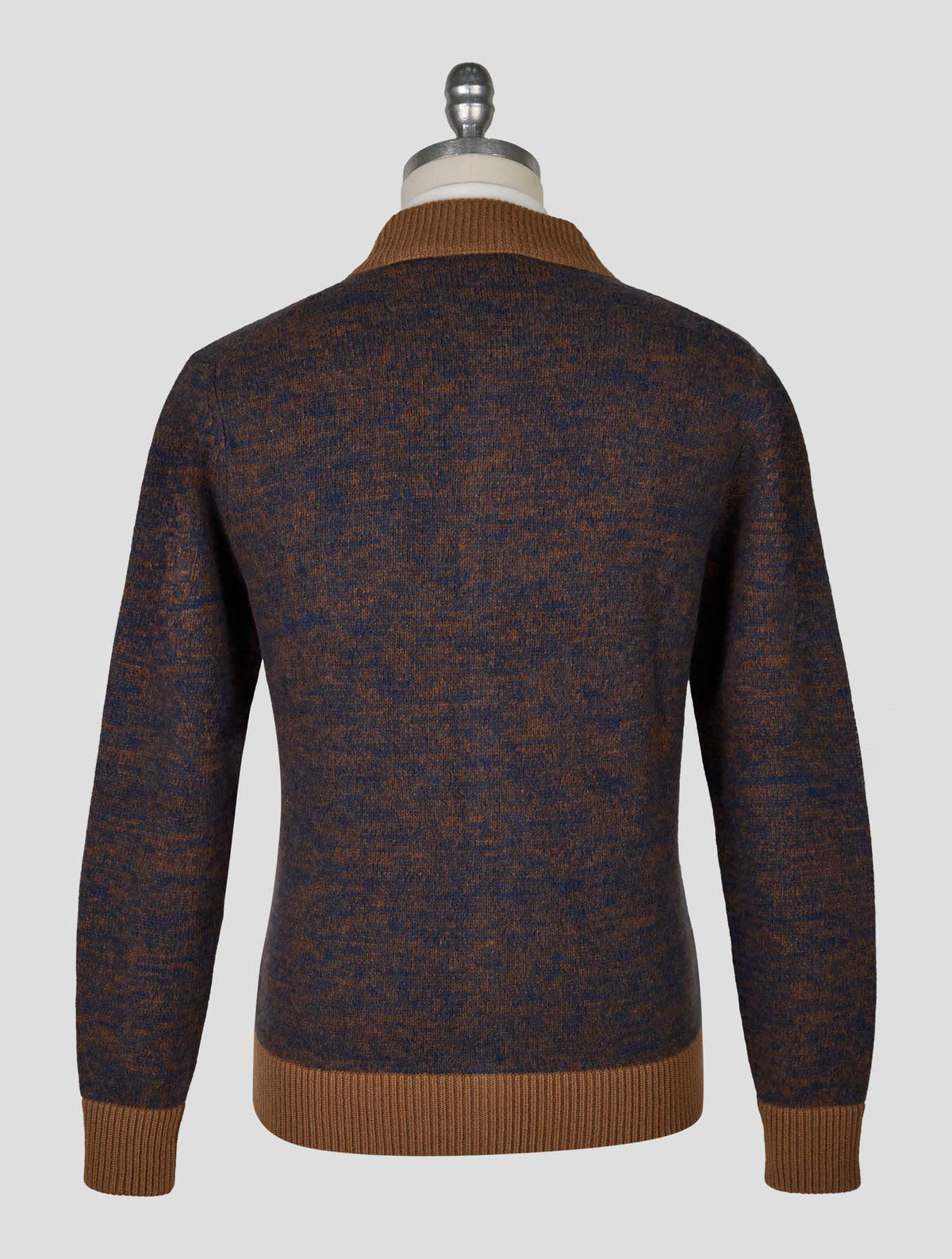 Kiton Knt Brown Blue Virgin Wool Cashmere Coat