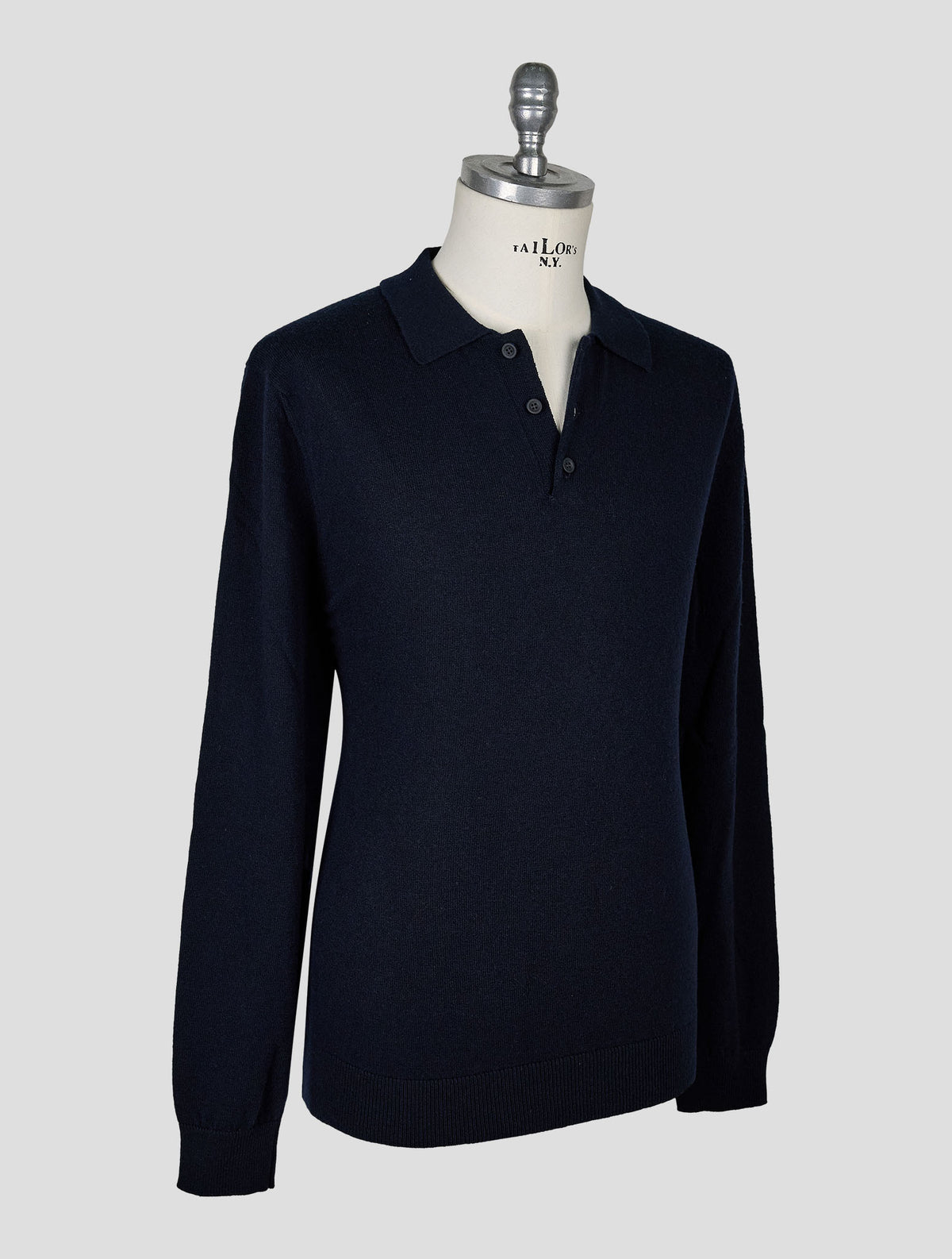 Kiton Knt Blue Navy Virgin Wool Sweater Polo