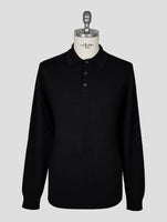 Kiton Knt Black Virgin Wool Sweater Polo