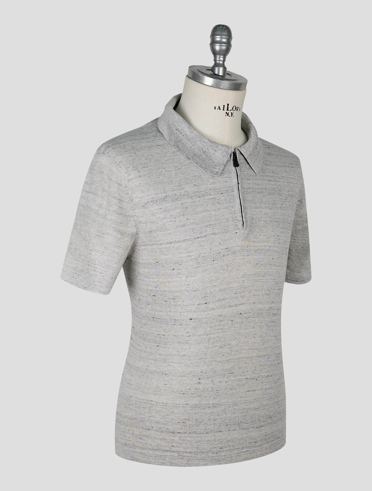 Kiton knt Gray Linen Cotton Polo Half Zip