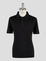 Kiton Knt Black Virgin Wool Silk Polo