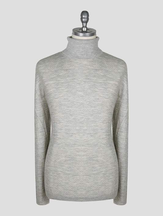 Kiton Knt Dark Gray Virgin Wool Silk Sweater Turtleneck