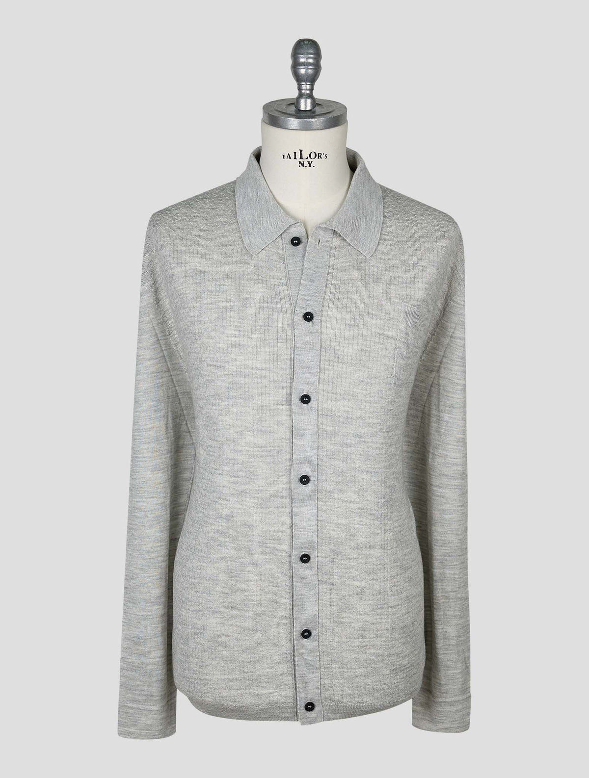 Kiton Knt Gray Virgin Wool Silk Shirt