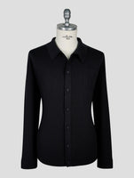Kiton Knt Black Virgin Wool Silk Shirt