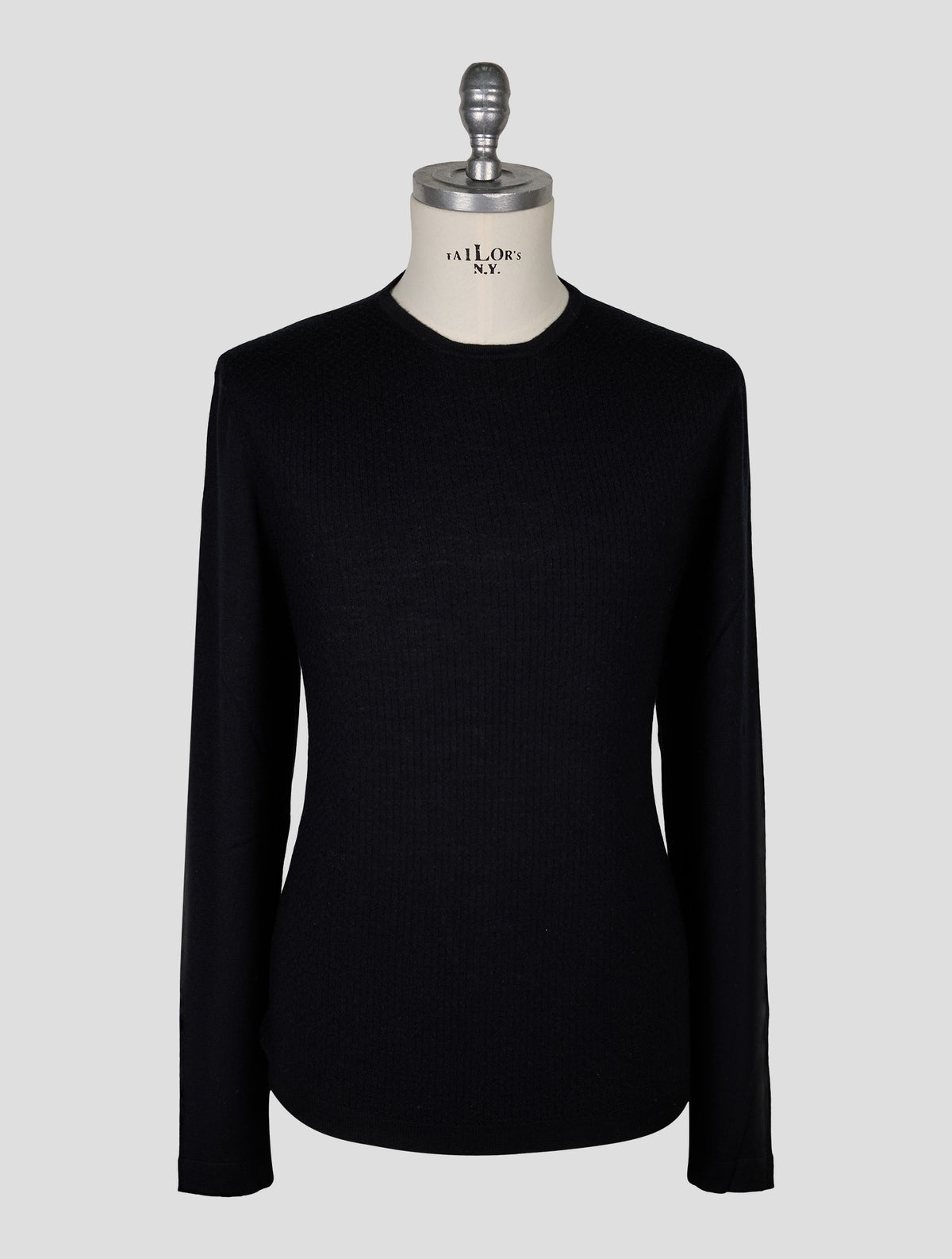 Kiton Knt Black Virgin Wool Silk Sweater Crewneck