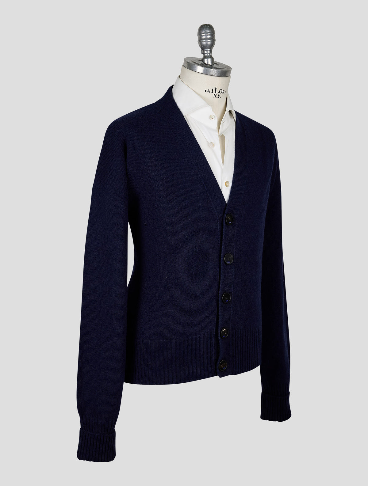 Kiton Knt Dark Blue Virgin Wool Cardigan