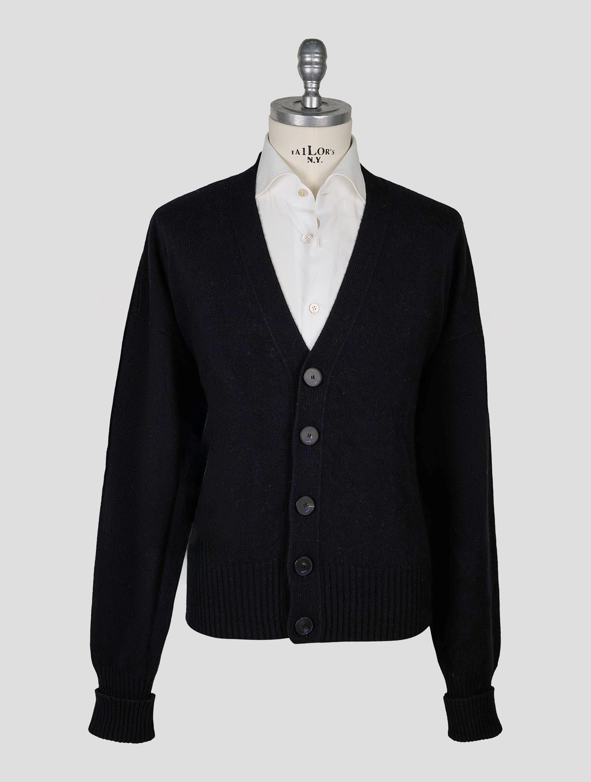 Kiton Knt Black Virgin Wool Cardigan