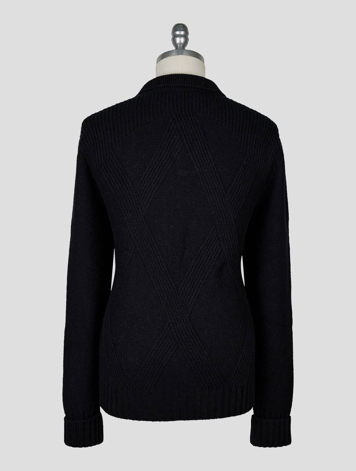 Kiton Knt Black Virgin Wool Sweater Polo