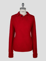 Kiton Knt Red Virgin Wool Sweater Polo