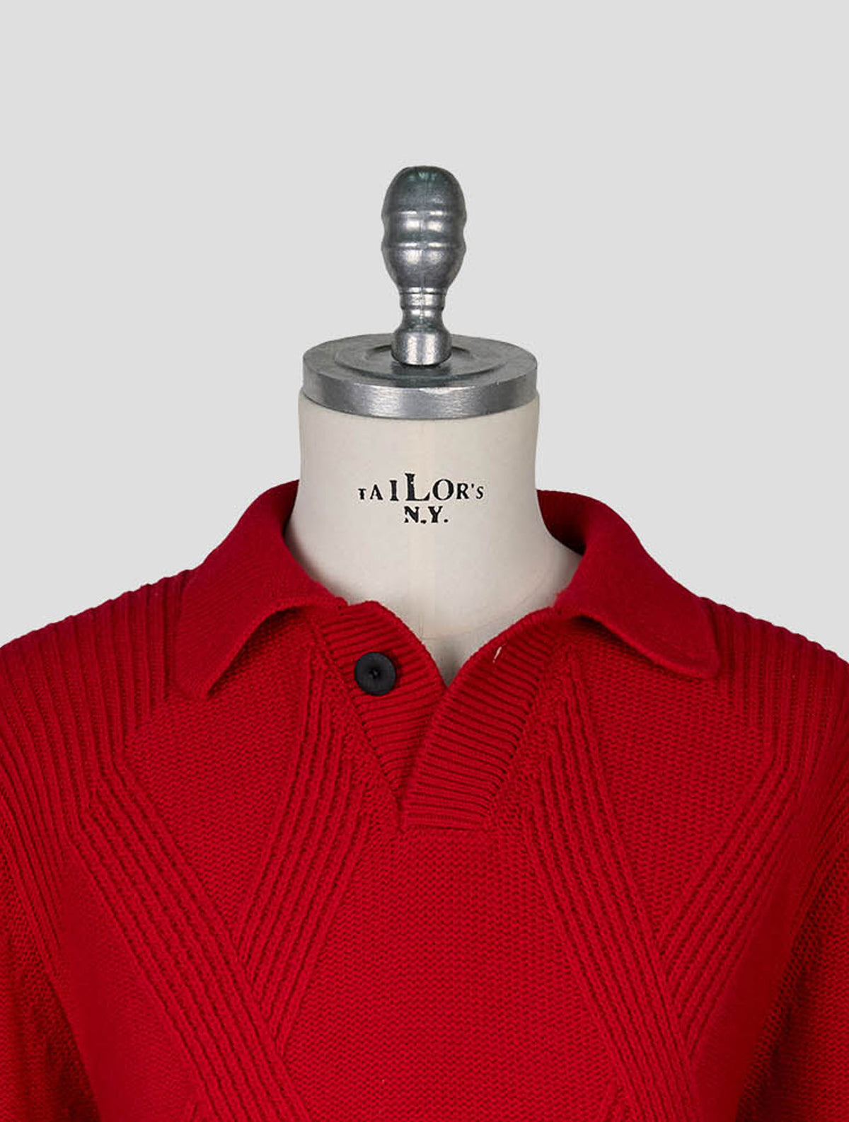 Kiton Knt Red Virgin Wool Sweater Polo