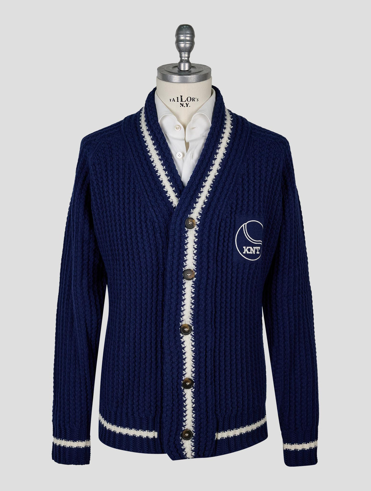 Kiton Knt Dark Blue Wool Cardigan