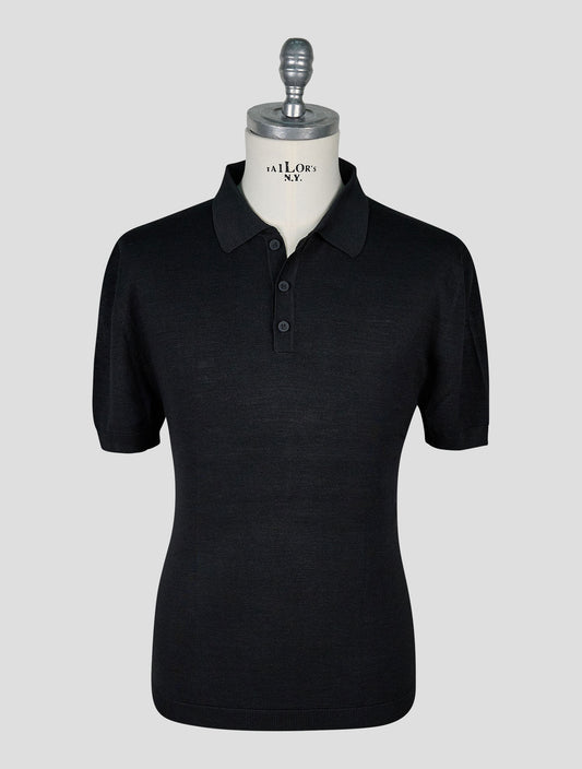 Kiton Knt Black Silk Polo