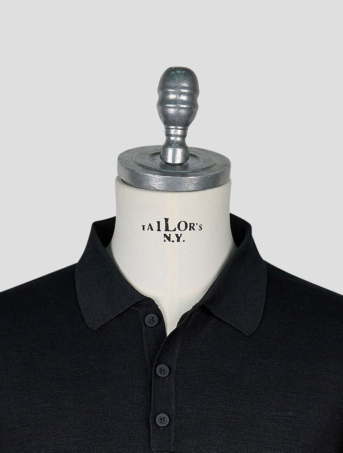 Kiton Knt Black Silk Polo