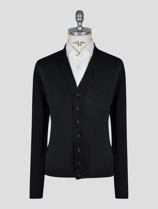 Kiton Knt Black Silk Cardigan