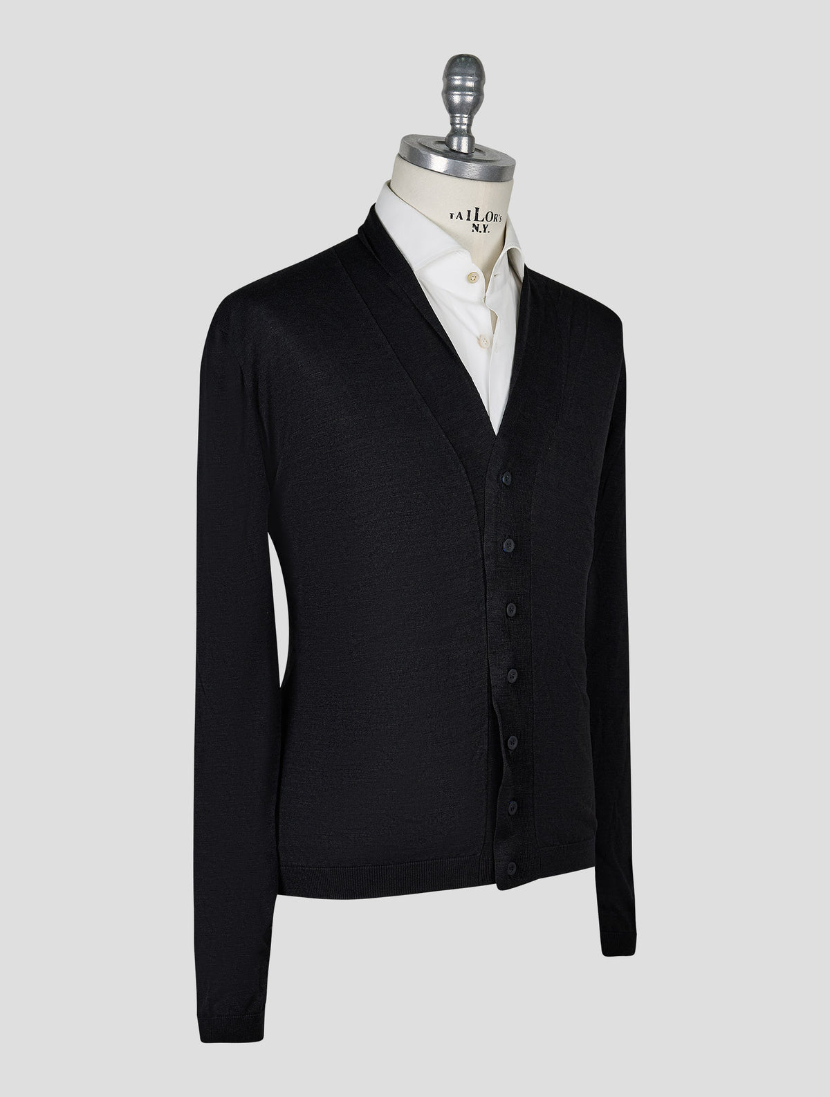 Kiton Knt Black Silk Cardigan