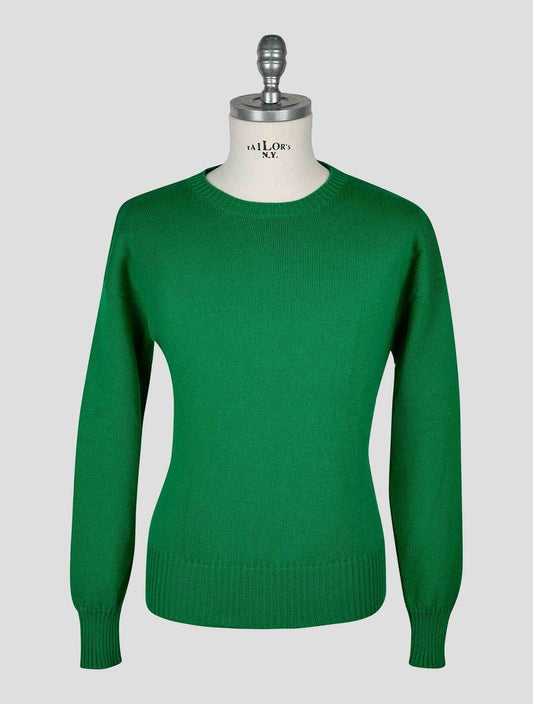 Kiton Knt Green Cotton Sweater Crewneck