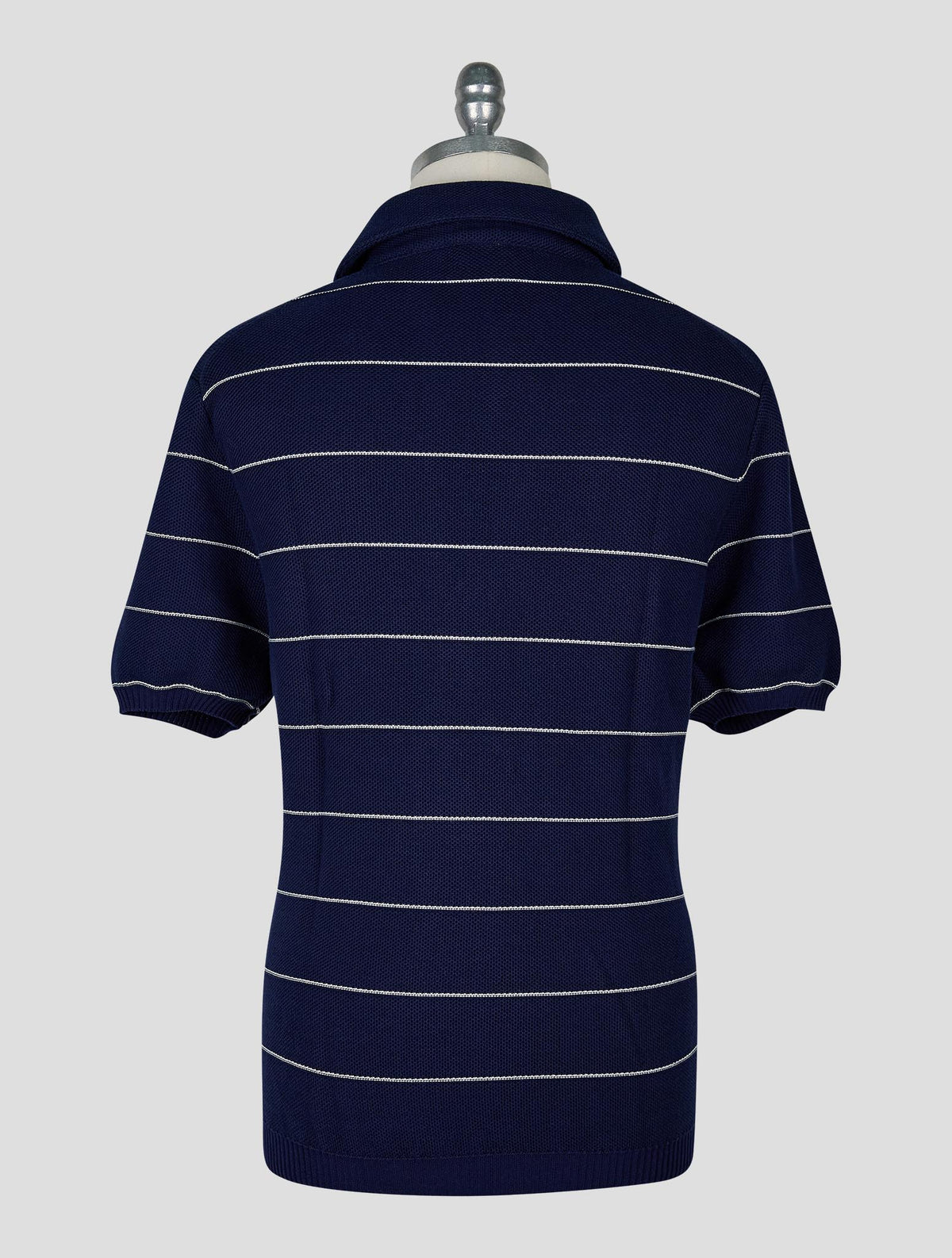 Kiton Knt Blue White Cotton Polo