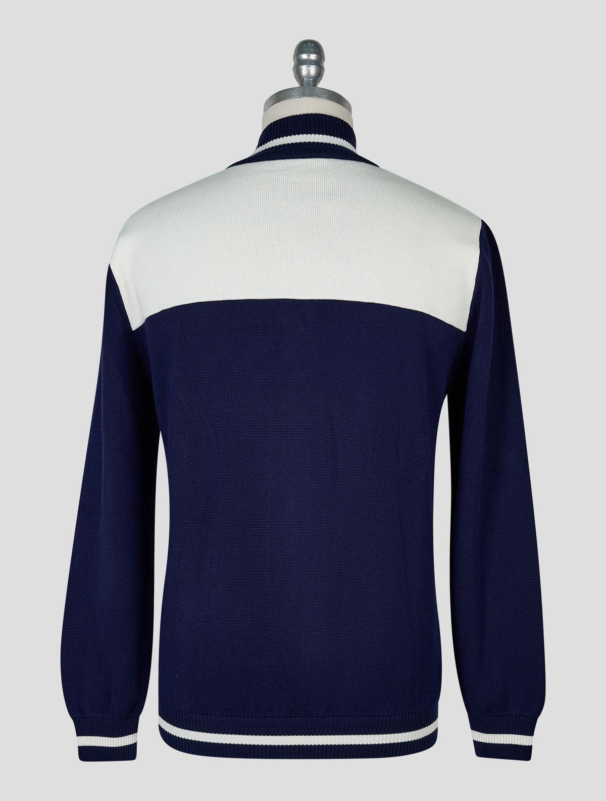 Kiton Knt Blue White Cotton Coat