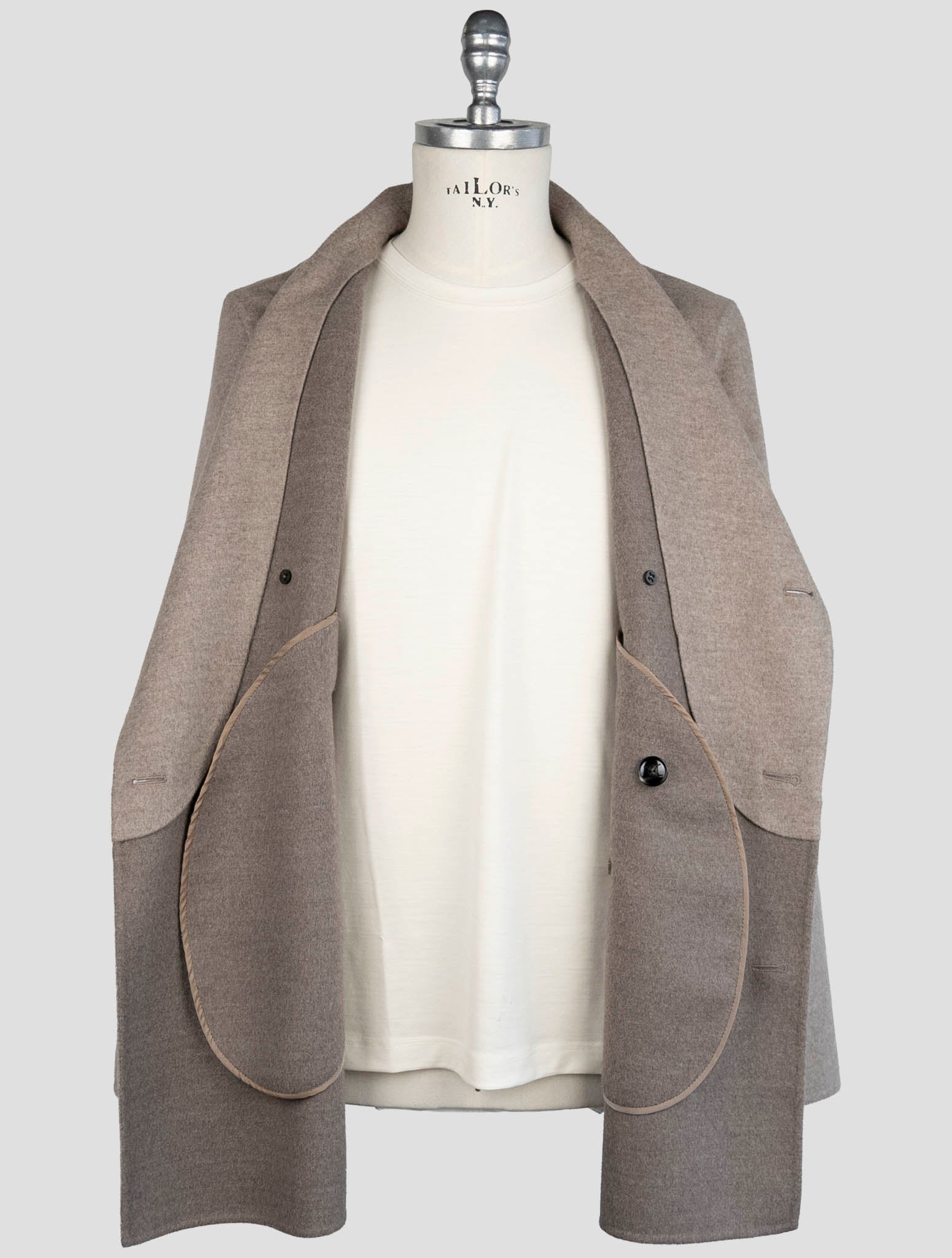 Kiton Beige Wool Cashmere Coat